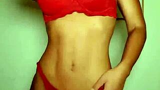 Latina model Briana Banderas tries lingerie and poses