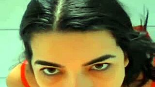 Latina Hottie Feels Hot in Red Lingerie