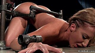 Hottie tied up begs master for cum in intense bondage session