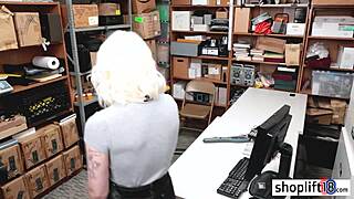 hot blonde small tits teen busted by a bad policeman at work