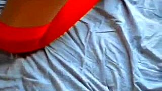 Latina Hottie Feels Hot in Red Lingerie