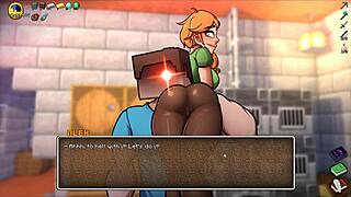 hornycraft parody hentai ep 49 with double creampie on alex's tight pussy