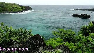 Lesbian masseuse performs oral in threesome