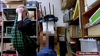 Shoplifter's Shaved Pussy Takes a Hard Banging