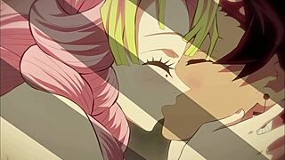 mitsuri and tanjiro have sex with titty fuck and kissing