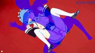 Emilia, Rem, and Subaru Natsuki in Wild Hentai Action