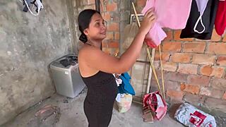 Just sent the neighbor to wash clothes, ended up getting a wild blowjob.