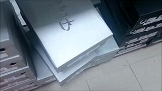 beautiful redhead tries sandals, flashes sexy feet