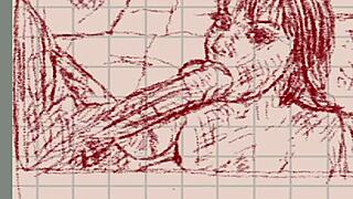 milf blowjob on dark big dick in hentai drawing