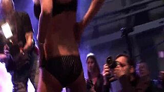 Stepmoms dildo show on public stage