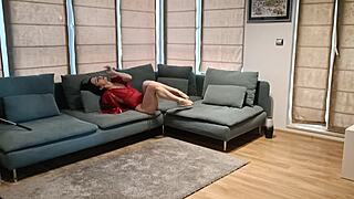 Unique Dance by Brunette with Small Tits