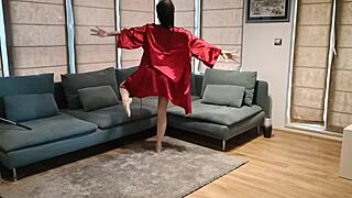 Unique Dance by Brunette with Small Tits