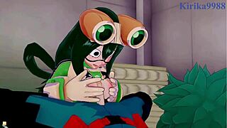 Tsuyu Asui and Mt Lady engage in intense sex with Izuku Midoriya in this My Hero Academia hentai scene