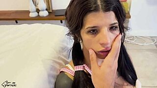 Submissive Latina slapped hard and fucked deep with creampie by daddy