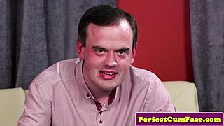 huge titted redhead gets facial in pov