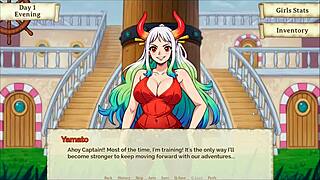 Nami exposes her naked body in this hentai game episode