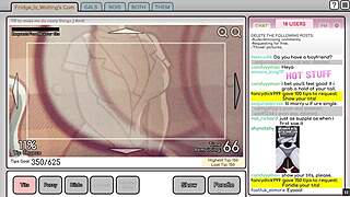 Nicole Feels Intense Arousal In The Hentai Game, Masturbating While Gazing At Her Exposed Big Tits