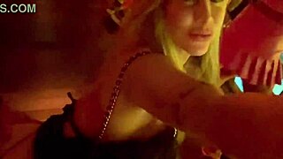 Blonde Beauty Excited at Party Dance