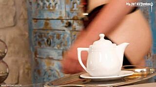 Domestic twink earns a rough whip from muscle master