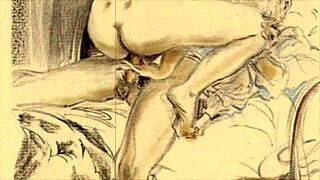 Vintage Erotic Drawings with Retro Cartoon Style