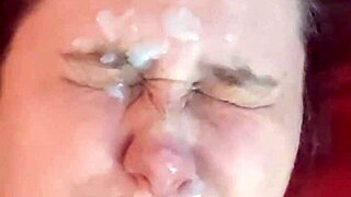Amateur Receives Face Cum Dump