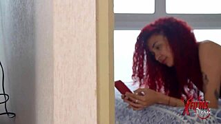 this muscular guy is destroying the skinny redhead venezuelan in bed