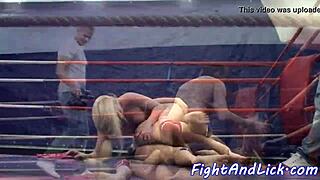 Lovely lesbo babe dives into licking tight dyke’s wet cunt