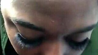 Gettin head in chipotle parking lot leads to ebony slut cumshot 😏