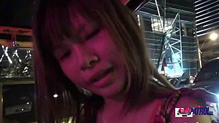 Young asian girl gets roughly banged in group missionary