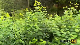 hunter bangs hot european chick in outdoor group pickup