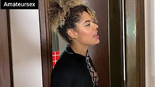 Naughty latina bent over in bathroom assfucking big black cock