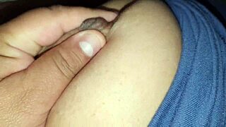 Squeezing Big Nipples Gently