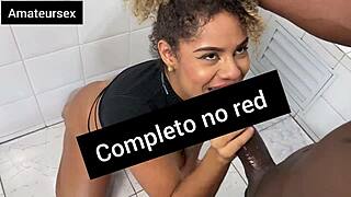 Naughty latina bent over in bathroom assfucking big black cock