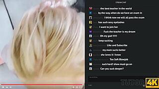 Craving Cougar Tutor in Stockings Seduces on Sofa