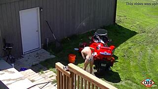 its cleo, inked brunette, playing solo in garden. hot stuff! 🔥