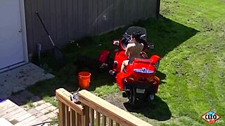 its cleo, inked brunette, playing solo in garden. hot stuff! 🔥