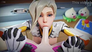 Mercy Overwatch HMV Rocks with Intense Blowjob Action