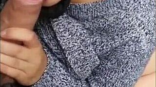 I's that brunette babe givin' a hot blowjob on the street, riskin' gettin' caught