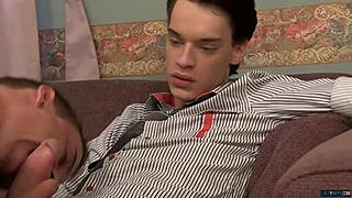 Suited gay twinks lewis romeo and steve agostina breed intensely