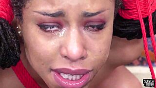 slobbery teen 18+ gagging hard on thick dick during rough play