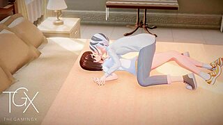 In this hentai game, the futanari girl says, 'Let's try blowjob, cowgirl, and anal in various outfits.'