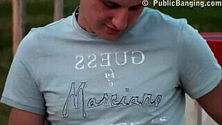 public gangbang adventure with cute blonde teen 18+ outdoors