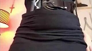 Cute nerd fingers herself in panties during sexting. Her shaved pussy craves more action.