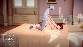 In this hentai game, the futanari girl says, 'Let's try blowjob, cowgirl, and anal in various outfits.'