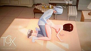 In this hentai game, the futanari girl says, 'Let's try blowjob, cowgirl, and anal in various outfits.'