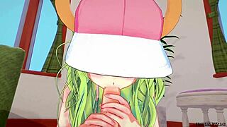 In Miss Kobayashi's Dragon Maid hentai, Lucoa casually rides a huge cock