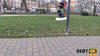 Debt4k collector fucks blonde in stockings while husband watches in POV