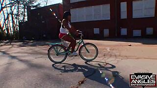 Teen 18+ with pierced boobs gets fingered and sucks black cock before intense fucking and busting on chest