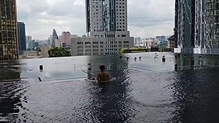 stand up pissing in clubhouse shower... hot pee dripping on legs! 🛁