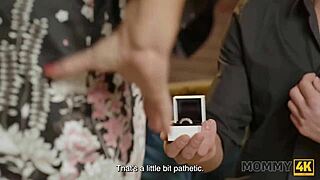 Blonde Mommy Seductively Proposes Pleasure on Sofa